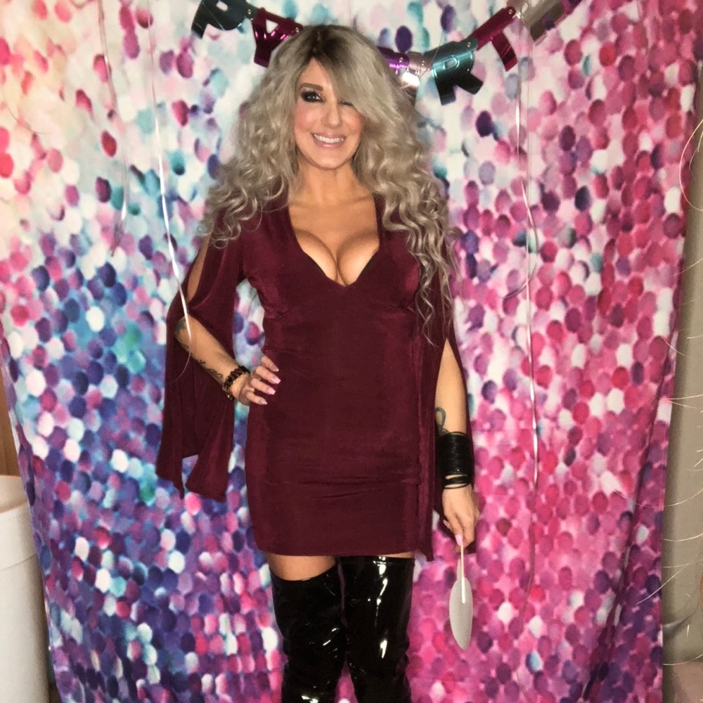 Meshki burgundy mini dress
